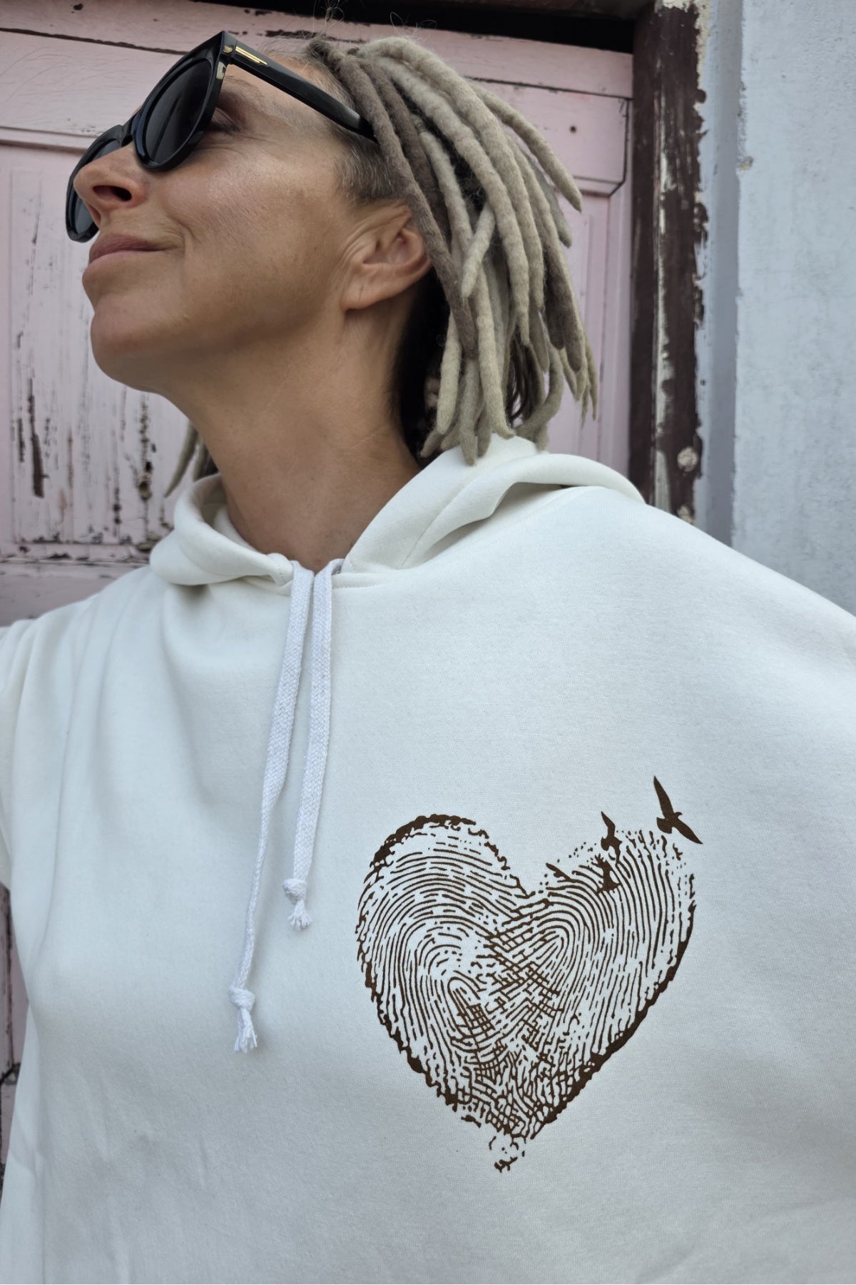 Biała bluza oversize „Heart”