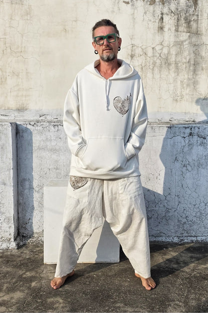 Biała bluza oversize „Heart”